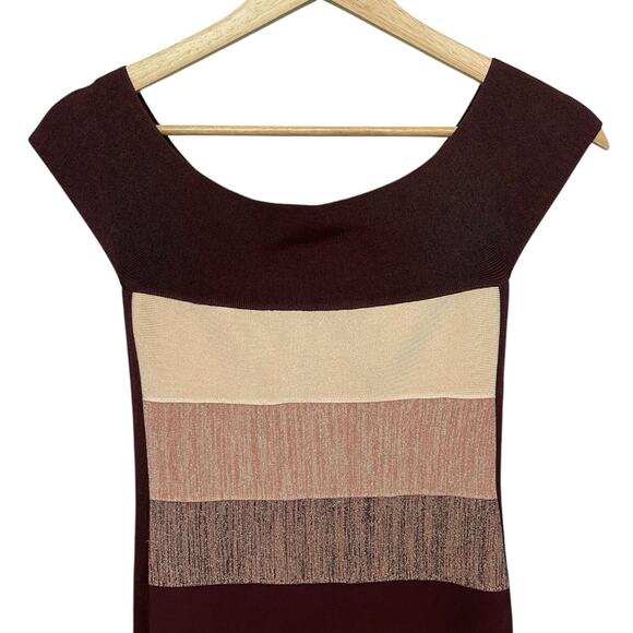 Marciano Striped‎ Dress Womens Extra Small Pink Glitter Stretch Bodycon Mini - Picture 7 of 8